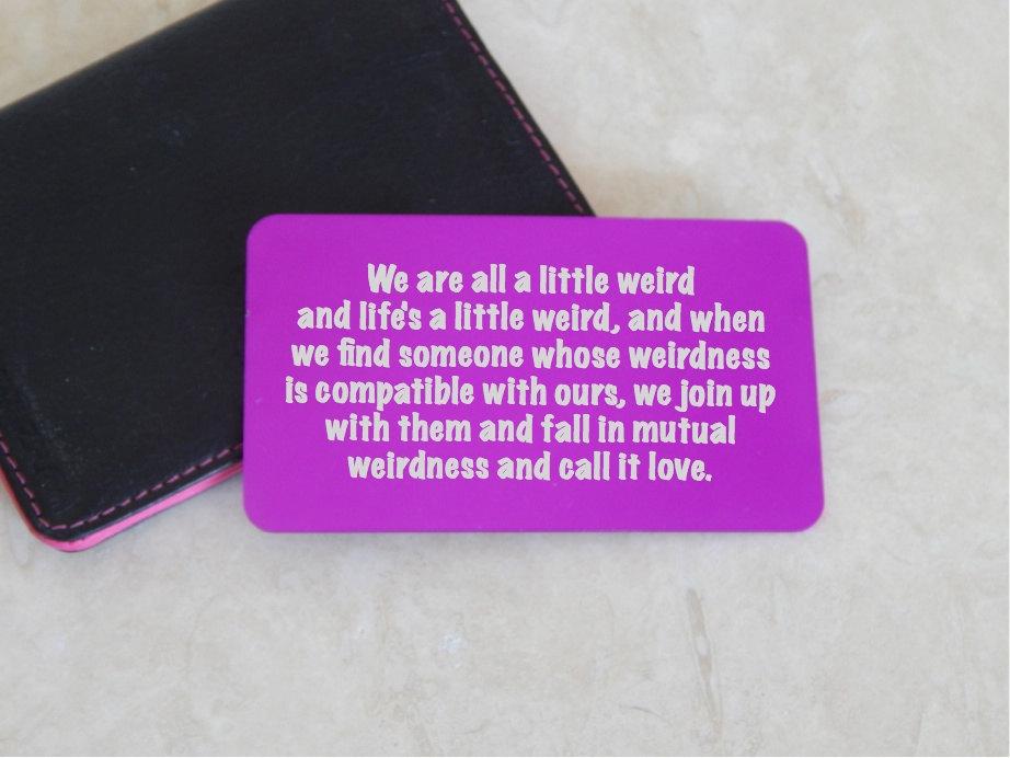 Personalized Quote Note Aluminum Wallet Card - Black Dog Engraving