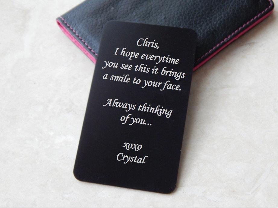 Personalized Vertical Love Note Aluminum Wallet Card - Black Dog Engraving
