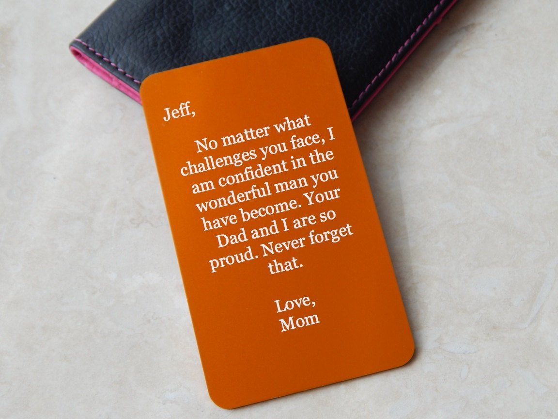 Personalized Vertical Note Aluminum Wallet Card - Black Dog Engraving
