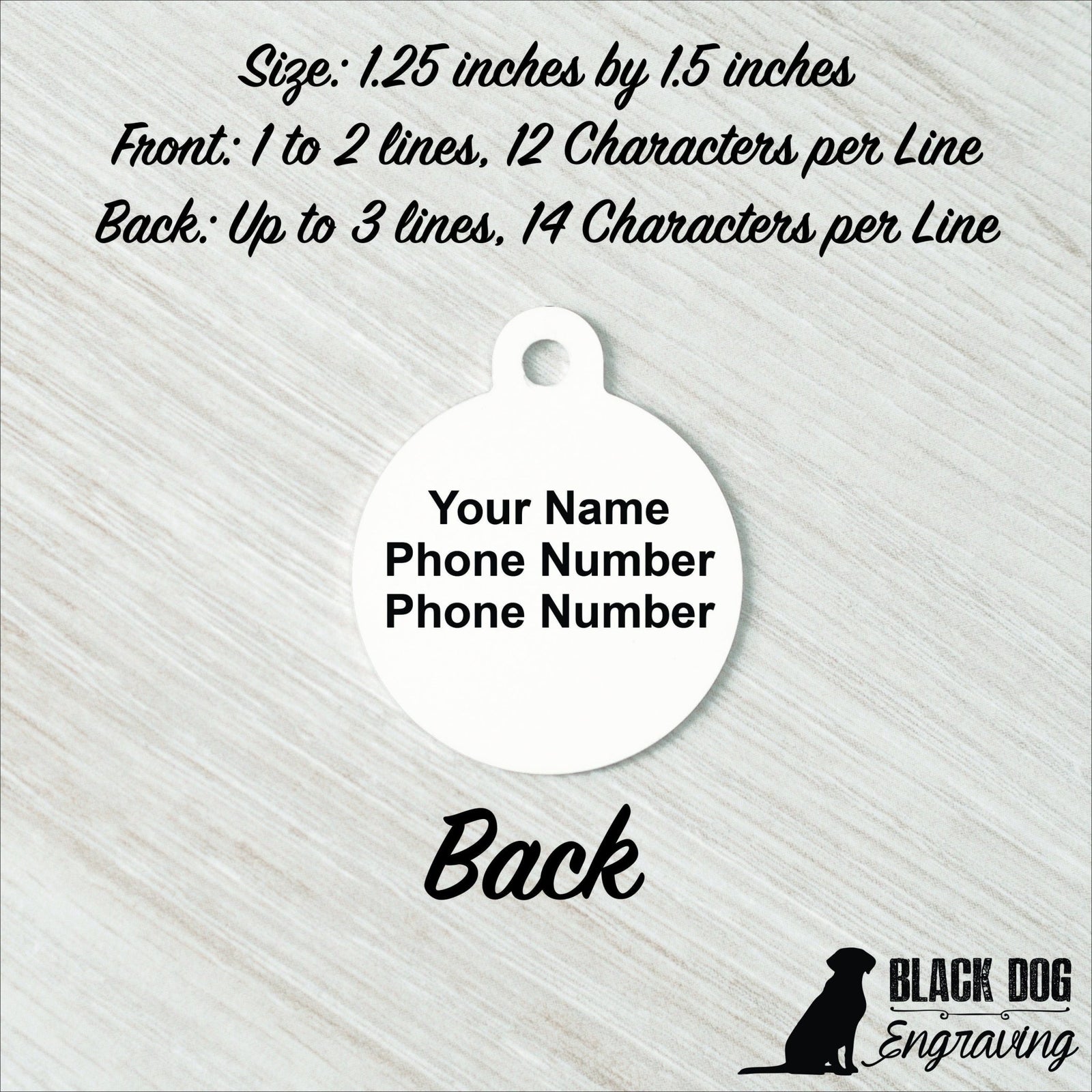 Pink Purple Blue Ombre Personalized Pet Tag - Powder Coated Aluminum - Full Color Permanent Ink Infused - Black Dog Engraving