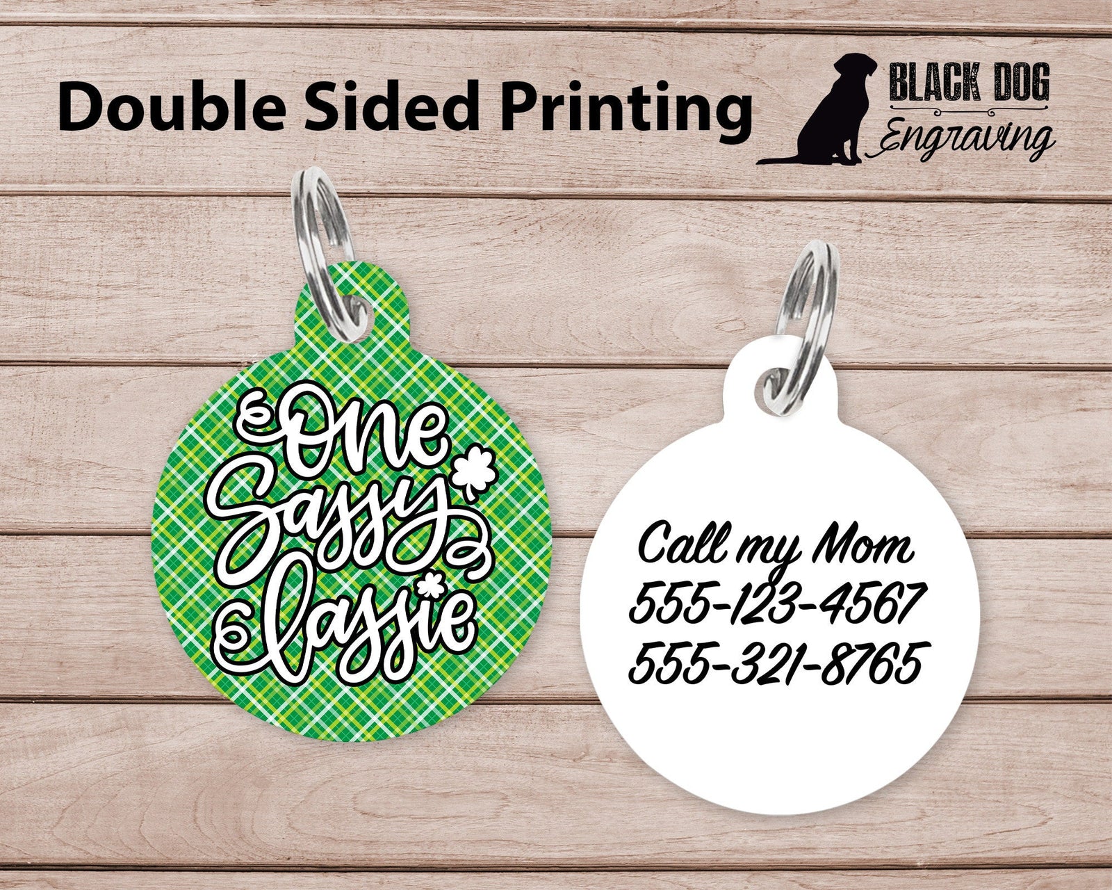 Sassy Lassie Round Personalized Tag - Black Dog Engraving