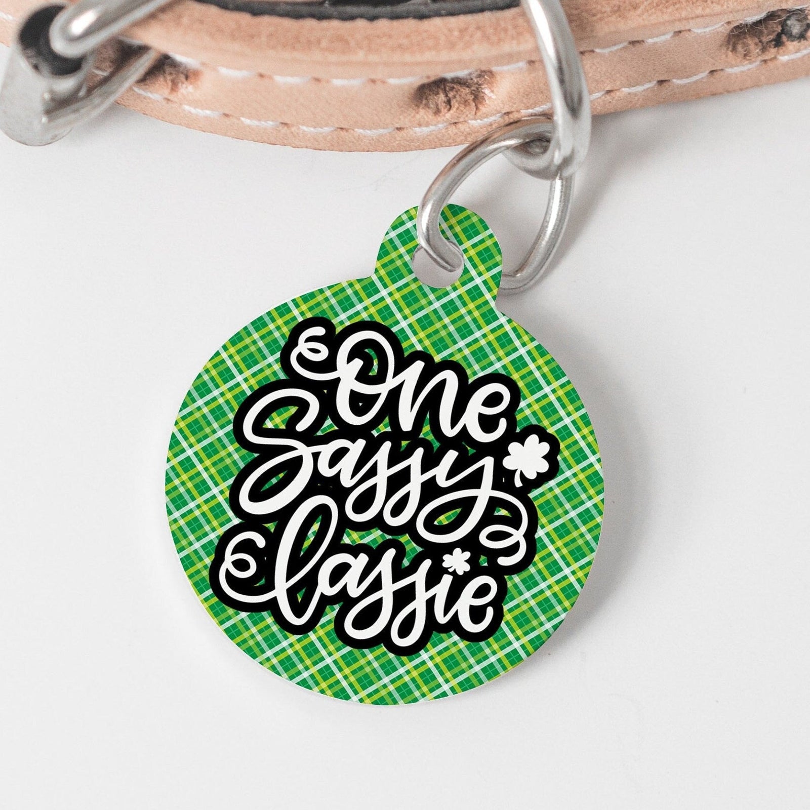 Sassy Lassie Round Personalized Tag - Black Dog Engraving