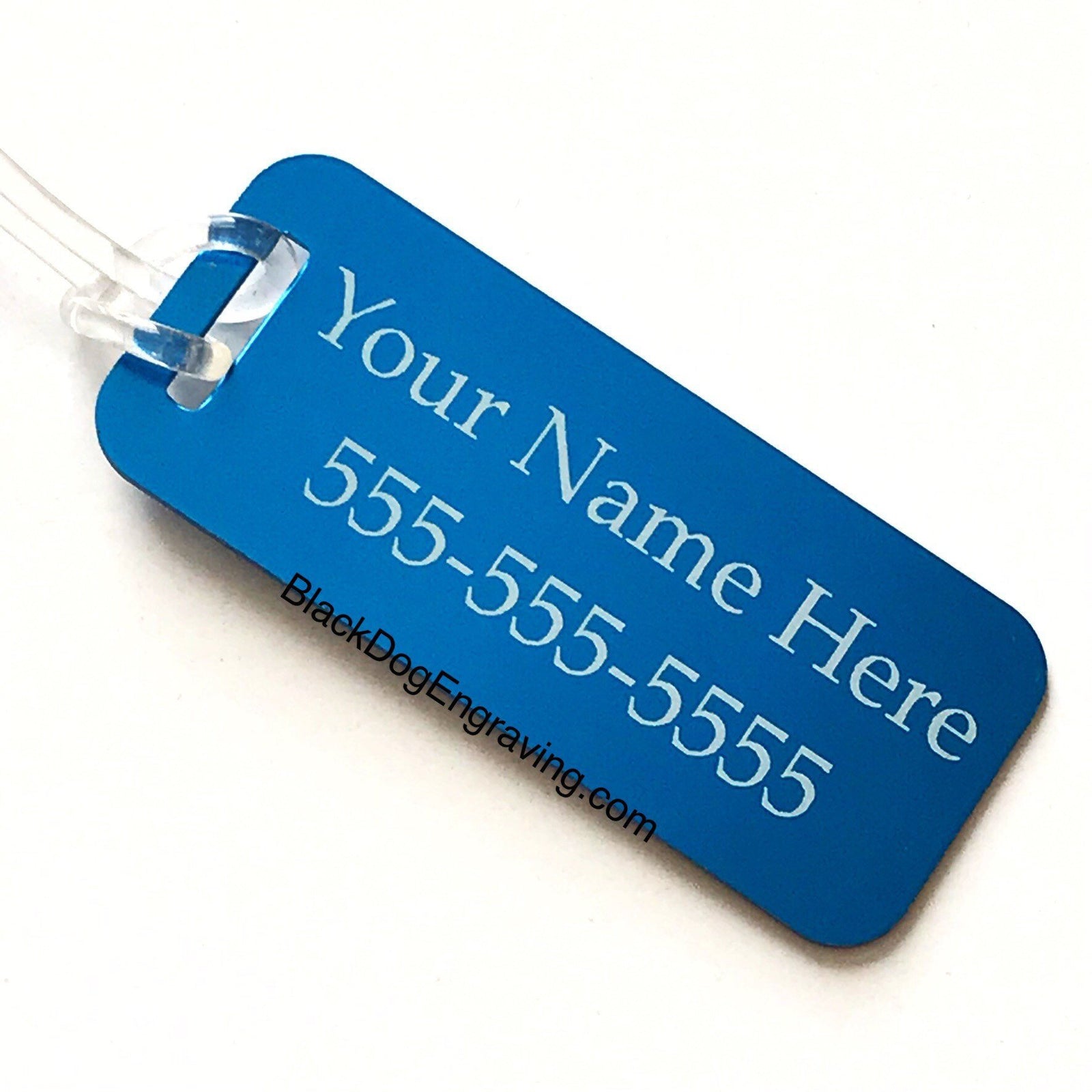 Small Personalized Luggage Bag Tag - Black Dog Engraving