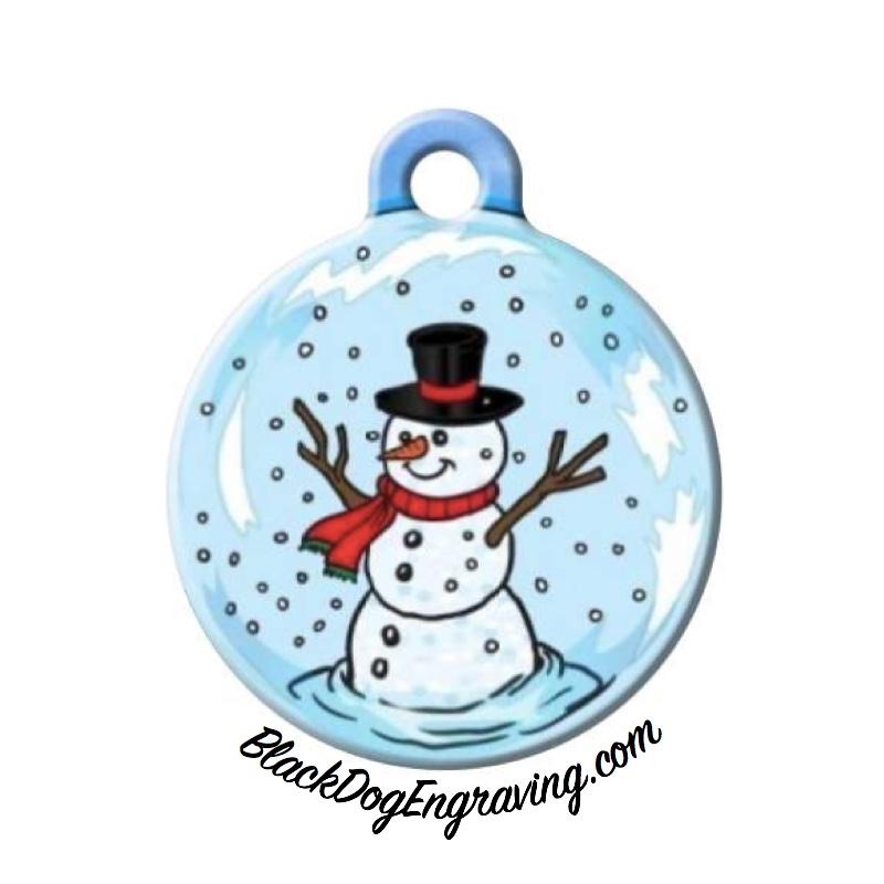 Snowman Christmas Holiday Engraved Pet ID Tag