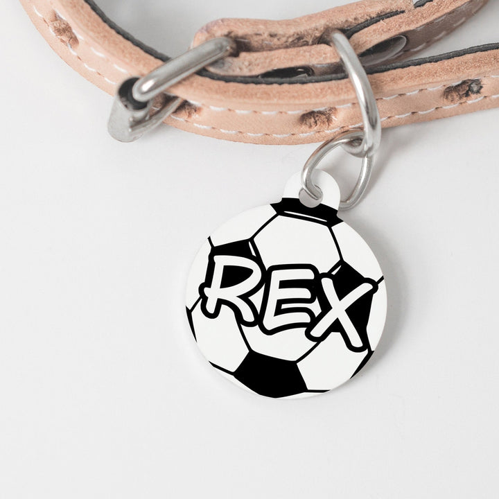 Soccer Large Round Personalized Tag - Black Dog Engraving
