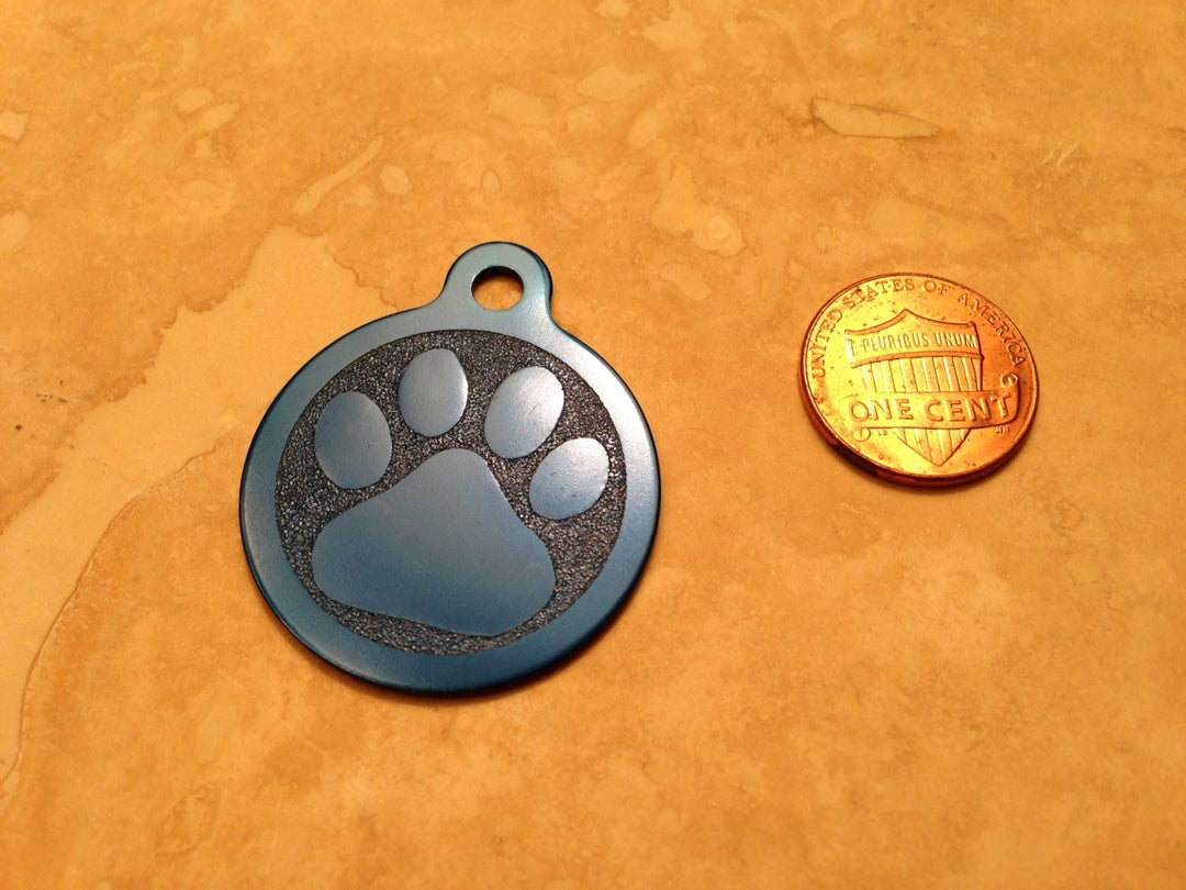 Stamped Round Paw Pet ID Tag