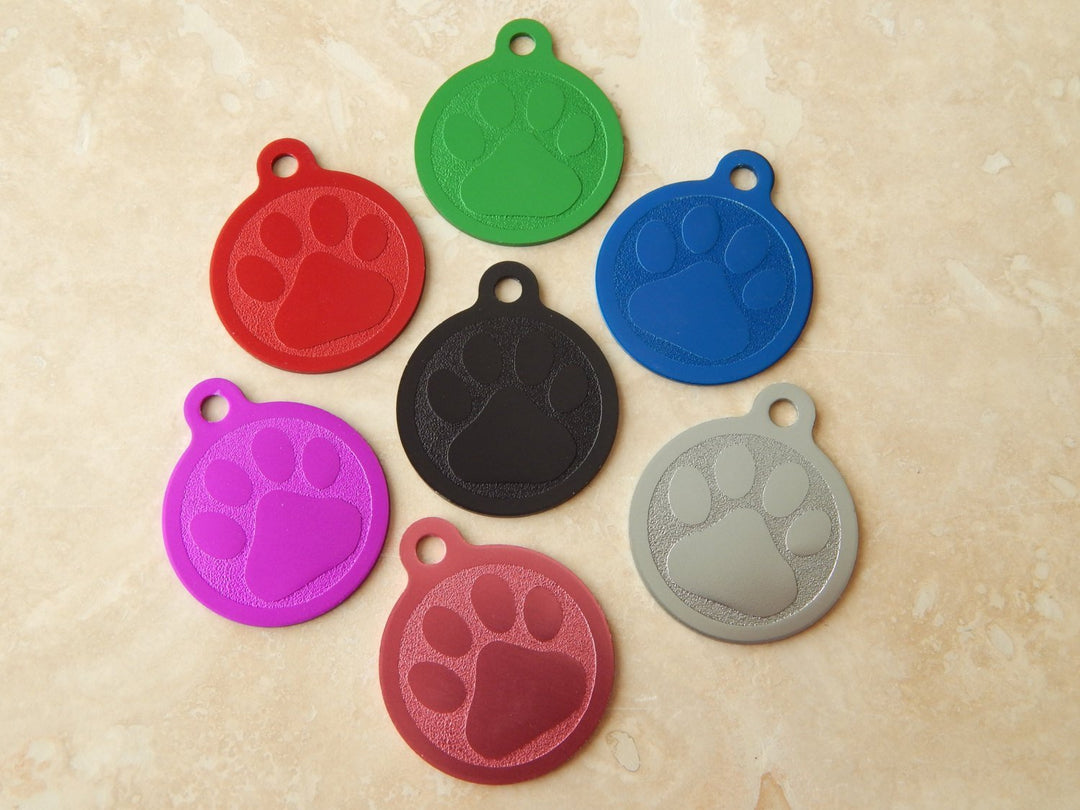 Stamped Round Paw Pet ID Tag