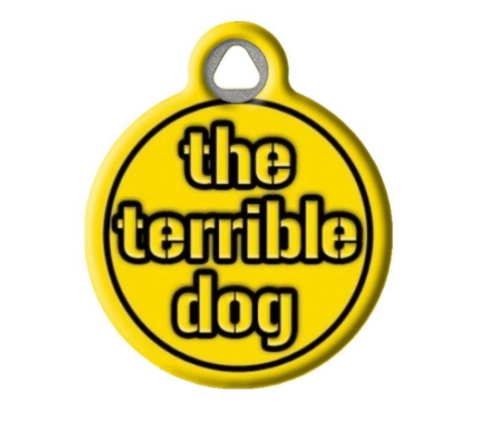 Terrible Dog Personalized Pet Tag - Black Dog Engraving