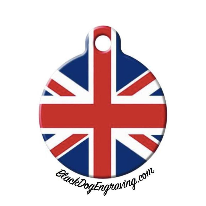 UK British Flag Pet Engraved Pet ID Tag